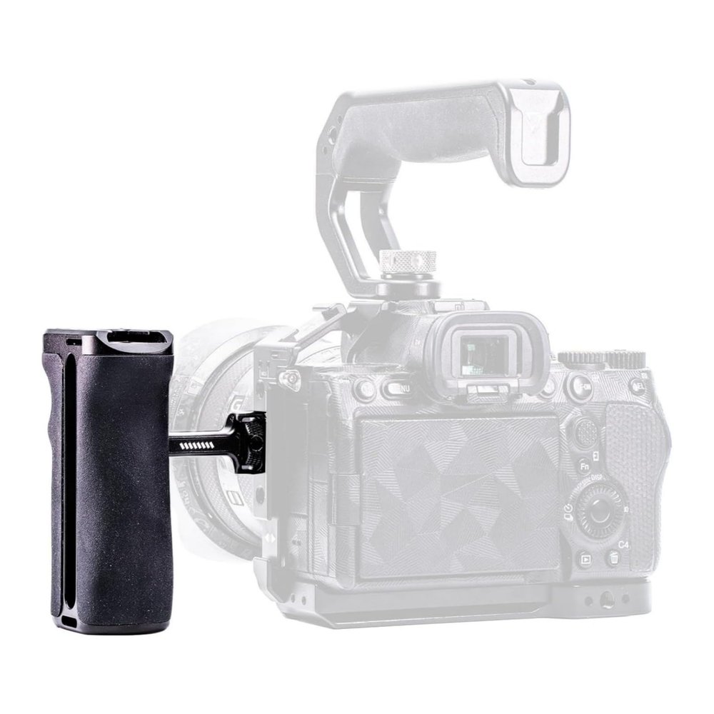 Camera Hand Grip & Top Handle with 3 Cold Shoes, Universal Ergonomic Silicone Handle for NATO Rail & 1/4" Camera Cage - Lightweight Aluminum Construction for Professional Filmmaking (Hand Grip)