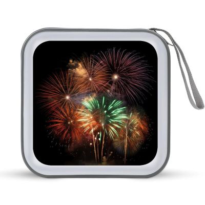 RLDOBOFE Splendid Fireworks CD Case Holder Hard Plastic DVD Disc Storage Case Holder DVDs Wallet Holders with Zipper Disc Cases Storage Binder CD/DVD Case Wallet for Car Home Office Travel