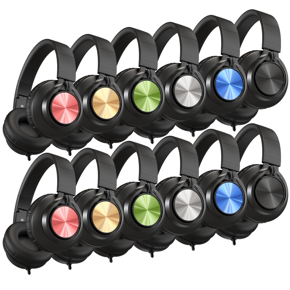 AILIHEN Classroom Headphones for School 12 Pack - Wired Headphones with HD Microphone for Students K-12 & Teachers, Perfect for Library/Online Learning/Travel/Computer/Chromebook/Tablet(Colorful)