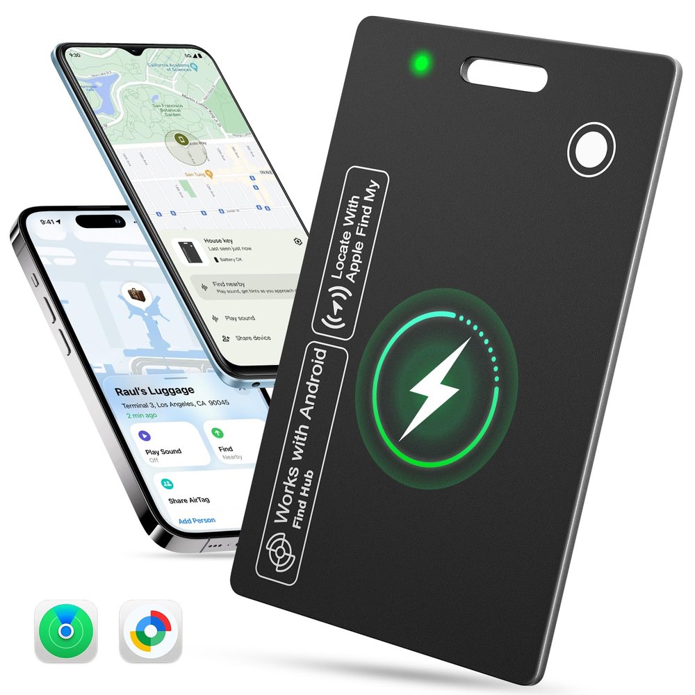 2026 New Dual Platform Wallet Tracker (Both iOS and Android) IP68 Bluetooth Smart Finder Card GPS Tracker for Bags Passport Works with Apple Find My (Apple MFi Certified) & Google Find My Device