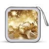 RLDOBOFE Gold Silk Christmas CD Case Holder Hard Plastic DVD Disc Storage Case Holder DVDs Wallet Holders with Zipper Disc Cases Storage Binder CD/DVD Case Wallet for Car Home Office Travel view 1