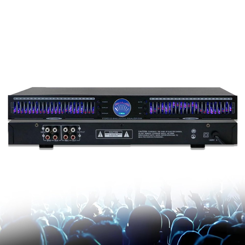 22-Band Audio Equalizer,Stereo Graphic Eq,W/10 Preset Effects & Noise Reduction,For Hifi Home Tuning