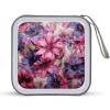 BTCOWZRV Purple And Pink Flowers CD Case 40 Capacity Hard Plastic DVD Case Portable Zipper CD Cases Holder Large Storage Disc Wallet Bag DVD Disc Cases Storage Binder Home Travel view 1