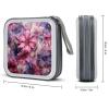 BTCOWZRV Purple And Pink Flowers CD Case 40 Capacity Hard Plastic DVD Case Portable Zipper CD Cases Holder Large Storage Disc Wallet Bag DVD Disc Cases Storage Binder Home Travel view 2