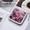 BTCOWZRV Purple And Pink Flowers CD Case 40 Capacity Hard Plastic DVD Case Portable Zipper CD Cases Holder Large Storage Disc Wallet Bag DVD Disc Cases Storage Binder Home Travel view 4