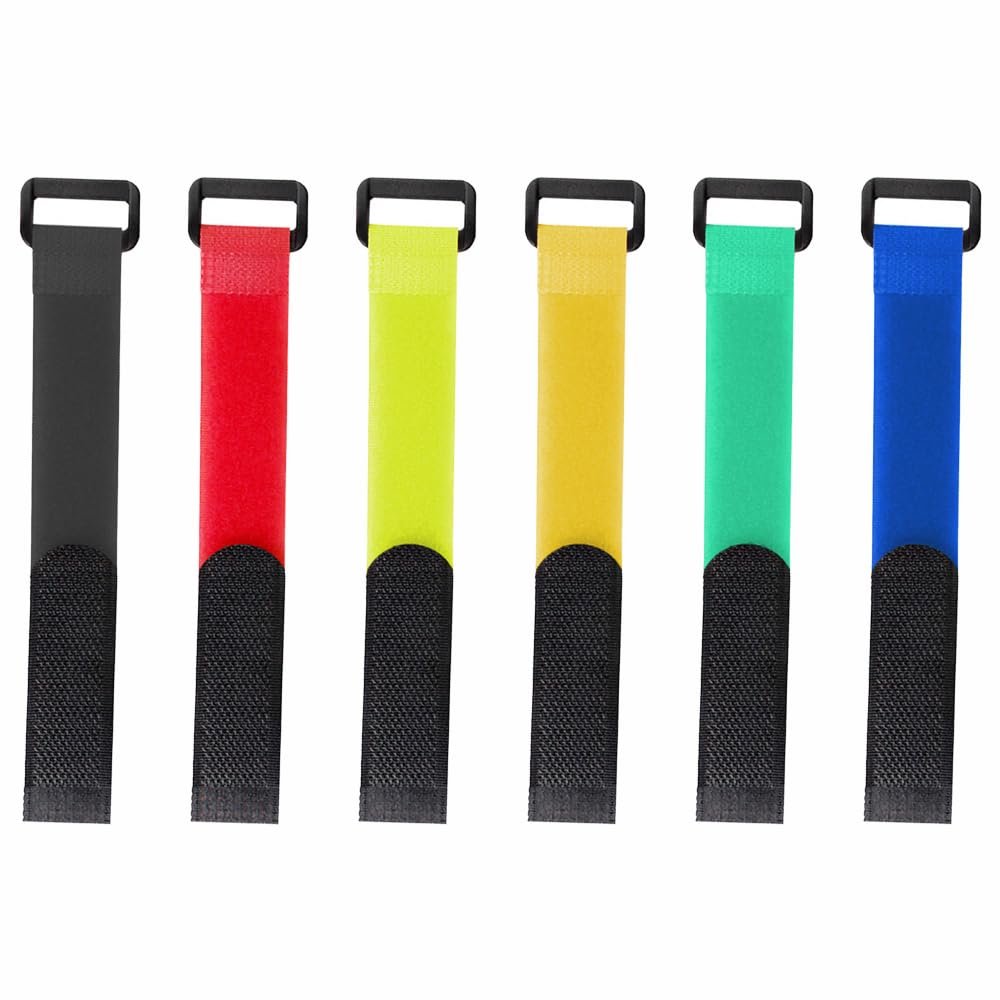 6 Pack Adjustable Nylon Hook and Loop Fastener Straps for Cords Umbrellas Storage Tools (20x500mm)