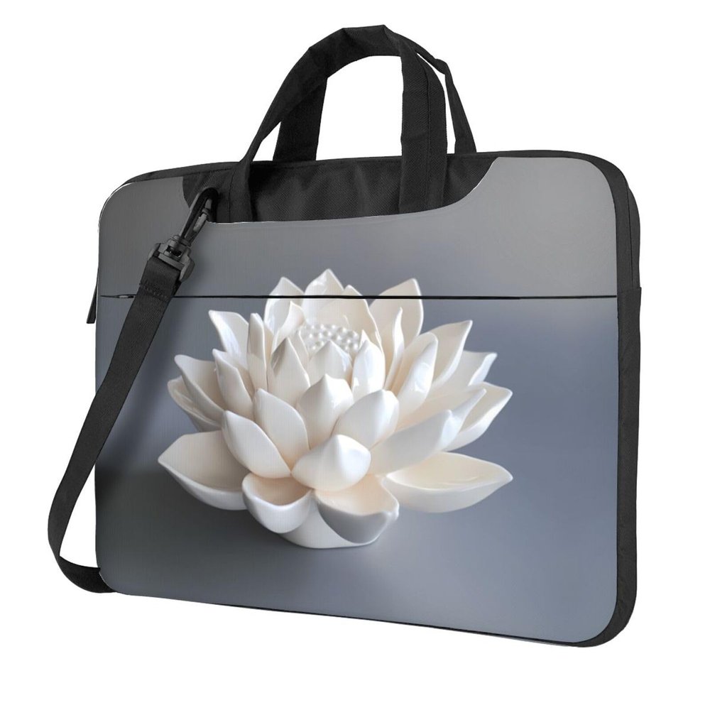 WZYWHJ 15.6 inch Handmade Lotus Picture Laptop Bag - with Soft Interior, Multiple Pockets - Ideal for Men, Travel and Business