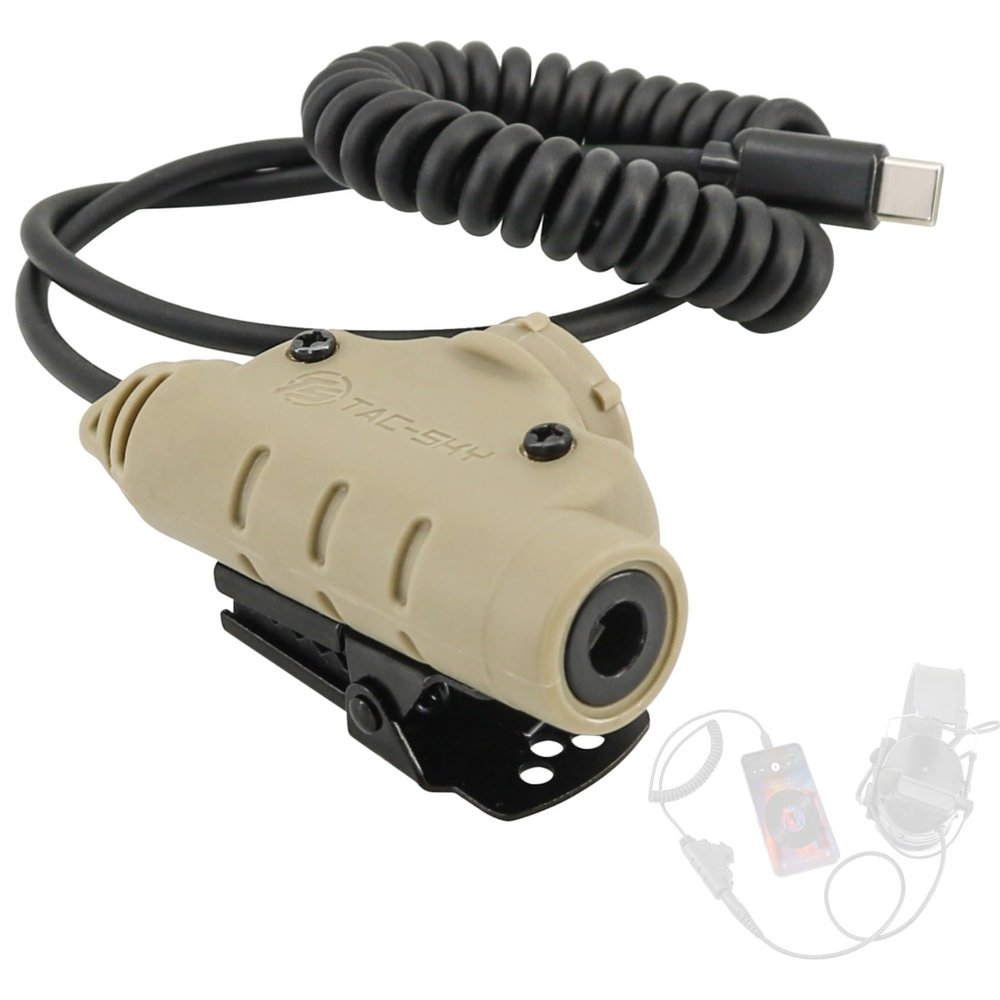 U94 V2 PTT Adapter for Tepy-C Plug Tactical Headset Accessory Compatible with iPhone 17 16 15/ Samsung Galaxy S8 S9 S10 S20 Plus Plug Phones (C0035DE-MILIT)