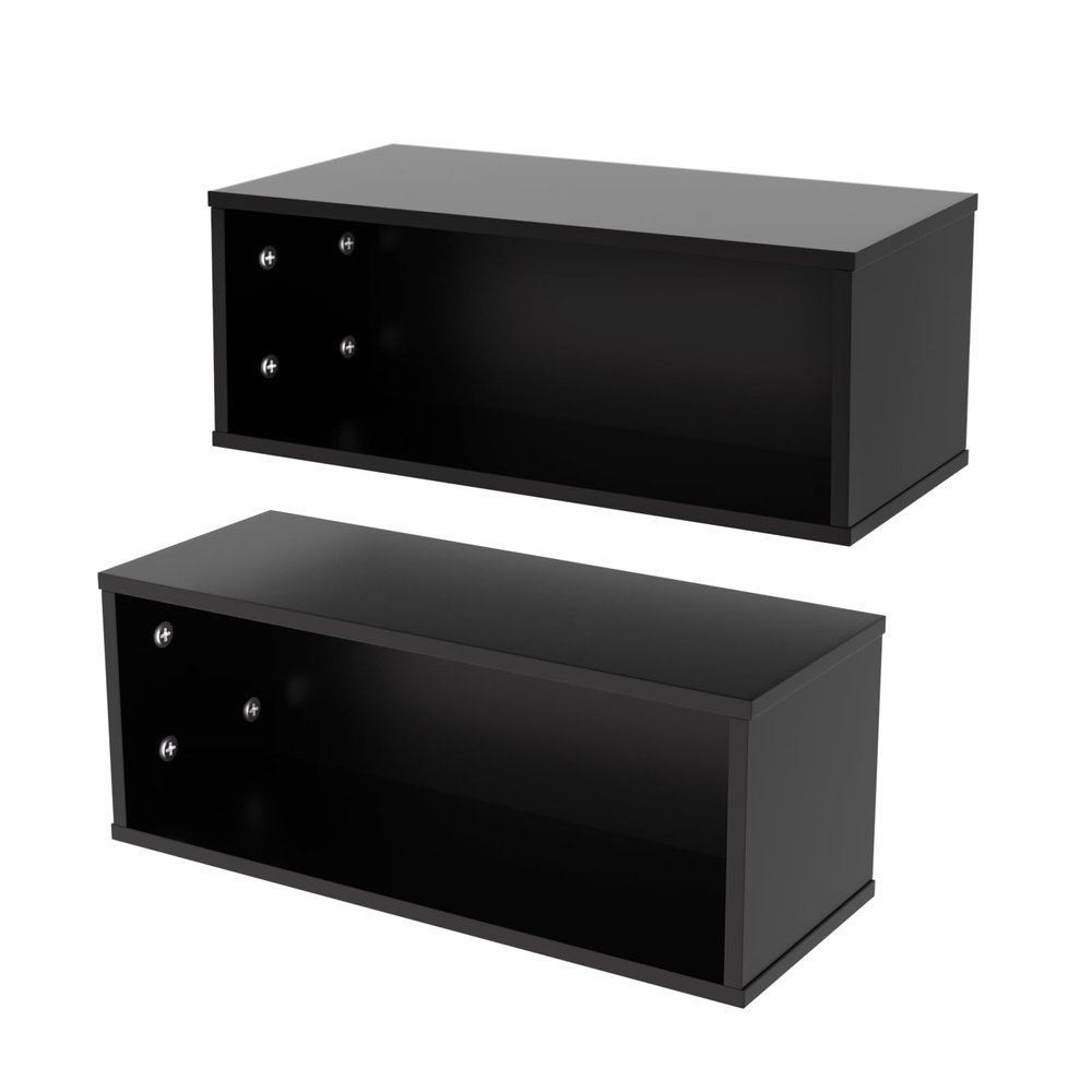 YSUFAGNR 2 Sets Wooden CD Storage Rack Holder Shelf Cassette Tape Display Racks Organizer Shelf for Movie Cases, DVDs (Black)