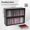 YSUFAGNR 2 Sets Wooden CD Storage Rack Holder Shelf Cassette Tape Display Racks Organizer Shelf for Movie Cases, DVDs (Black) view 2