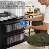 YSUFAGNR 2 Sets Wooden CD Storage Rack Holder Shelf Cassette Tape Display Racks Organizer Shelf for Movie Cases, DVDs (Black) view 3