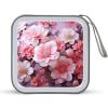 BTCOWZRV Pink Floral CD Case 40 Capacity Hard Plastic DVD Case Portable Zipper CD Cases Holder Large Storage Disc Wallet Bag DVD Disc Cases Storage Binder Home Travel view 1