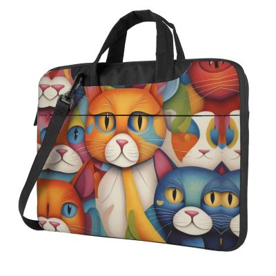 WZYWHJ 13 inch Watercolor Cat Wall Picture Laptop Bag - with Soft Interior, Multiple Pockets - Ideal for Men, Travel and Business