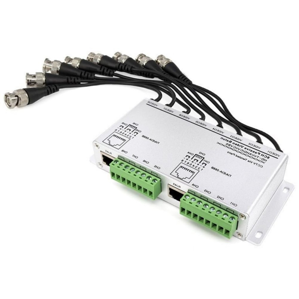 Durability 8CH Passive Video Balun Transmitter for CCTV Systems Supporting 200W/300W/500W/800W Surveillances Cameras