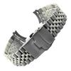 20/22mm Solid Stainless Steel Curved End Watch Strap Fit for Seiko SKX007/SKX009/SKX011(WZ-silver,22mm with logo) view 1
