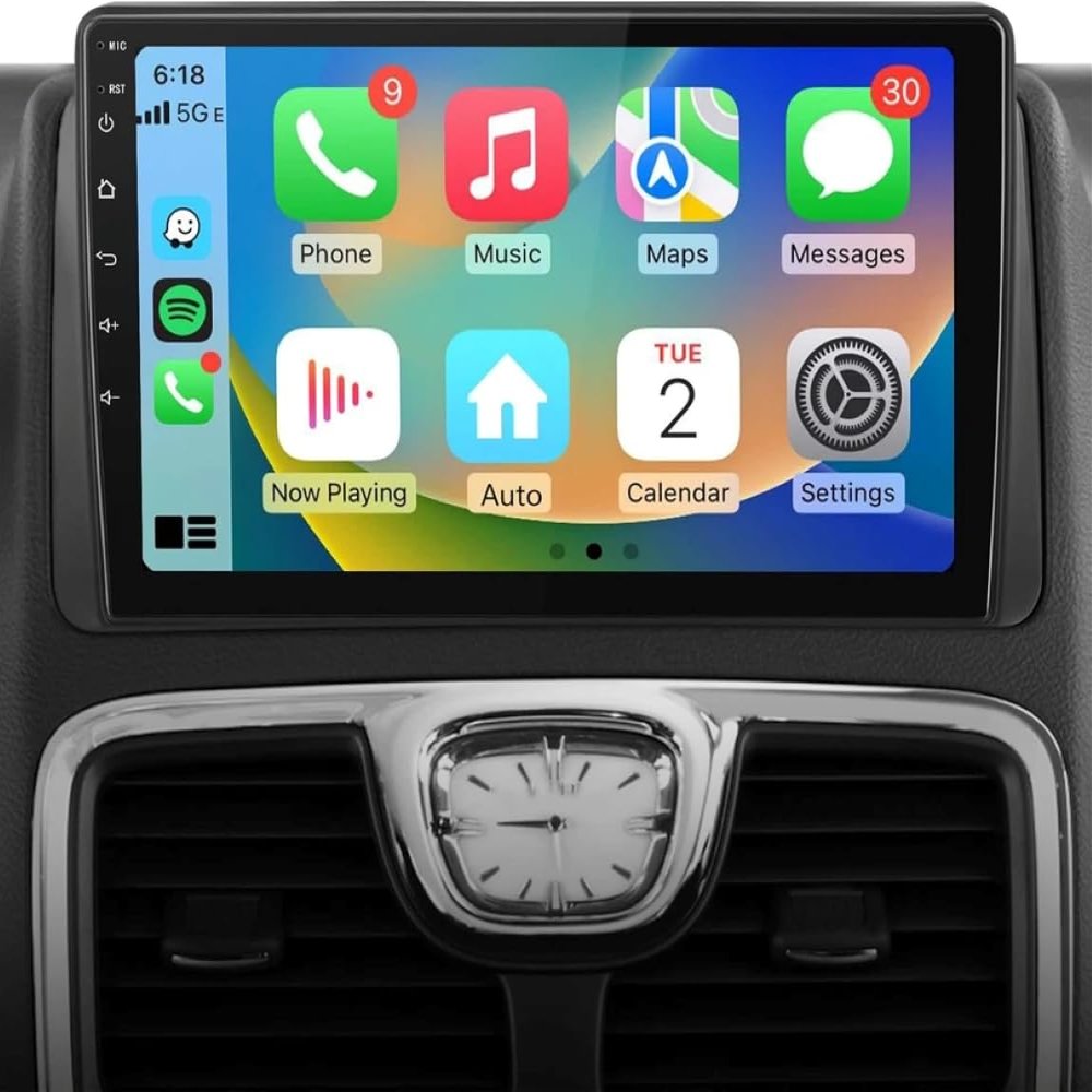 10 Inch IPS Touchscreen Car Stereo for Dodge Caliber 2009-2012 with Wireless Carplay Android Auto Support GPS Navigation Bluetooth FM Backup Camera 2+64G