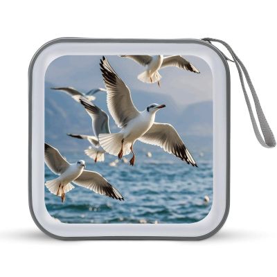 BTCOWZRV Seagulls in Flight CD Case 40 Capacity Hard Plastic DVD Case Portable Zipper CD Cases Holder Large Storage Disc Wallet Bag DVD Disc Cases Storage Binder Home Travel