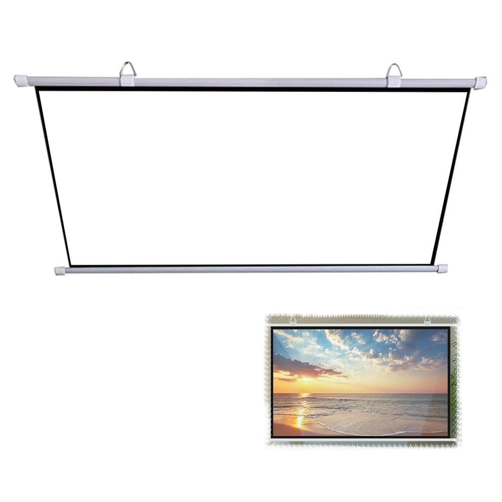 BTBZGFGNYU 30 40 50 60in Projector Screen Pull Down, Home Theater Movie Screen Outdoor Manual Projection Screen Wall/Ceiling Mounted(50 Inch (4:3))
