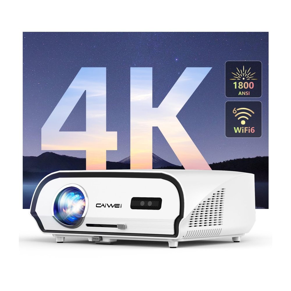 4K Daytime Projector HDR10+ 1800 ANSI Smart Home Theater Projector with WiFi6 & Bluetooth NFC, 38W Speakers, Android 11.0, HDMI 2.1 ARC USB, 350" Screen for Outdoor Movie/Presentation/Church/Artwork