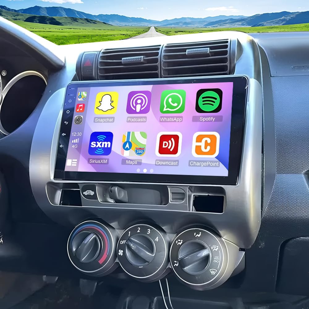 Car Radio for Jazz GD 2002-2008 with Wireless Carplay & Android Auto, 9 Inch IPS Touch Screen for Jazz GD Car Stereo BT FM in Dash GPS WiFi Backup Camera SWC-4+64G