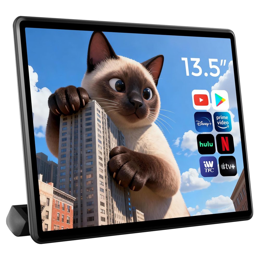 13.5" Android Car TV Headrest Monitor for Back Seat,Portable Rear Entertainment System Support Phone Wireless Mirroring 5G WiFi/HDMI/USB/Sync Touchscreen Video Players (4+64G(1PC))