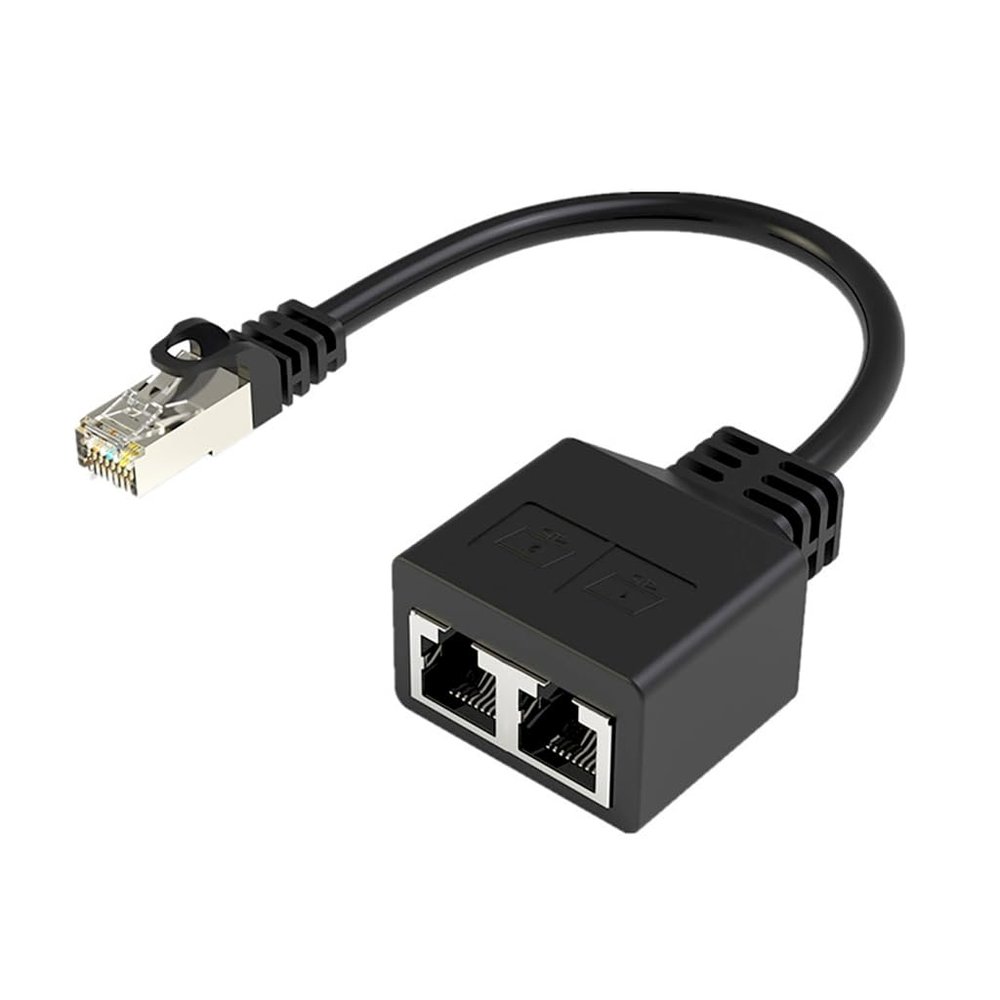 RJ45 Splitter Connectors Adapter 1 to 2 Ways Ethernet Cable Plug Play Ethernet Extender Converters for Laptop