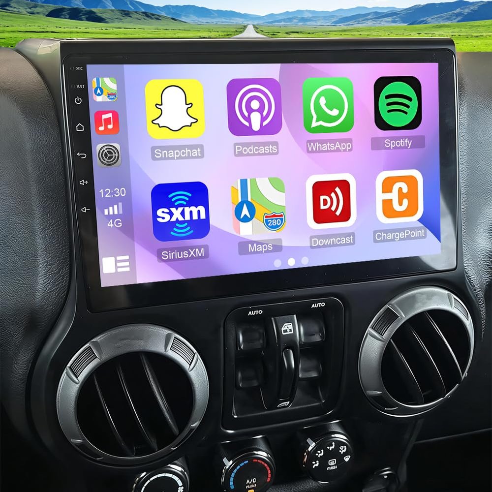 Car Radio for Wrangler 2011-2014 with Wireless Carplay & Android Auto, 10 Inch IPS Touch Screen for Wrangler Car Stereo BT FM in Dash GPS WiFi Backup Camera SWC-2+32G