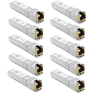 10GBASE-T SFP+ RJ45 Network Transceiver Module, 10Gb SFP to RJ-45 Copper Mini GBIC Low Working Temp Compatible with Cisco SFP-10G-T-S, Ubiquiti, Open Switch (10)