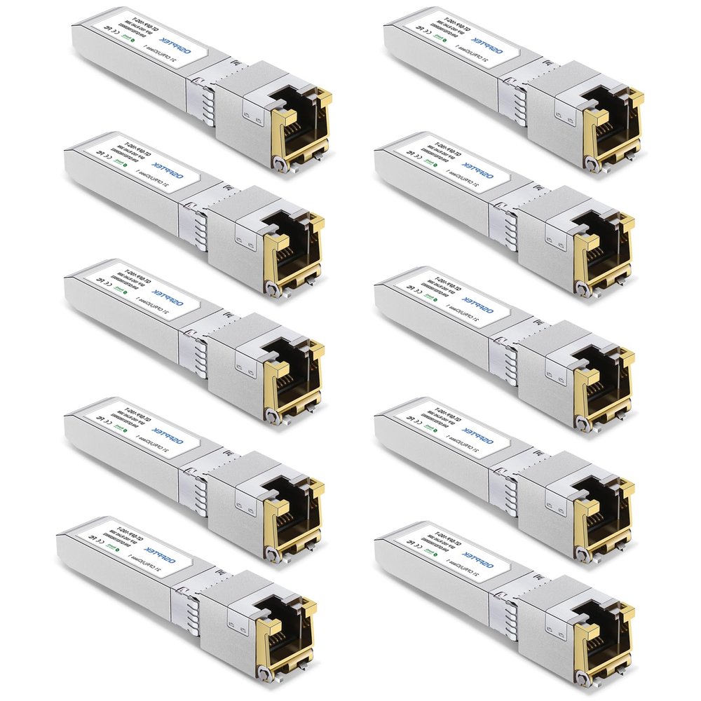 10GBASE-T SFP+ RJ45 Network Transceiver Module, 10Gb SFP to RJ-45 Copper Mini GBIC Low Working Temp Compatible with Cisco SFP-10G-T-S, Ubiquiti, Open Switch (10)