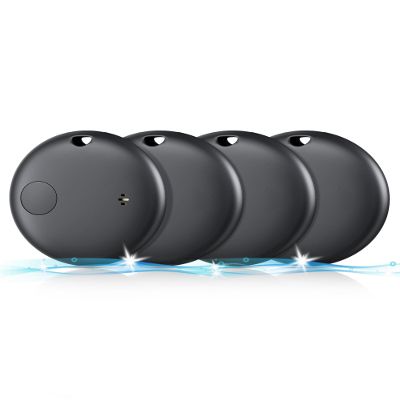 4 Pack Bluetooth Tracker, Works with Apple Find My (iOS Only, Not for Android), Smart Item Finder with Loud Sound, Key Finder Air Tracker Tags, Tracker Tag Locator for Keys, Luggage, Satchel (Black)