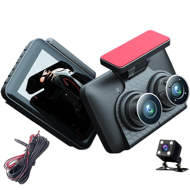 Triple Lens Dash CAM for Cadillac XT5 Crossover 20172025, 1080P HD Dashboard Camera Car Radio Camera 4 Inch Screen, with 64GB Card Car Accessories