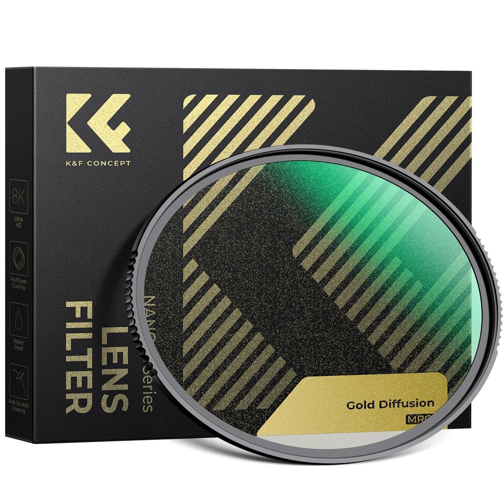 K&F CONCEPT 58mm Gold Diffusion 1/4 Filter Mist Soft Light & Warm Tone Effect Filter with 28 Multi-Layer Coatings for Video, Vlog, Photography(X-Series)