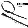 100PCS 350mm x 8mm Heavy Duty Nylon Cable Ties Self-Locking Tie Fasteners with High Tensile Strength for Indoor and Outdoor Wire and Hose Management in Home, Office or Workshop(black 100PCS) view 3