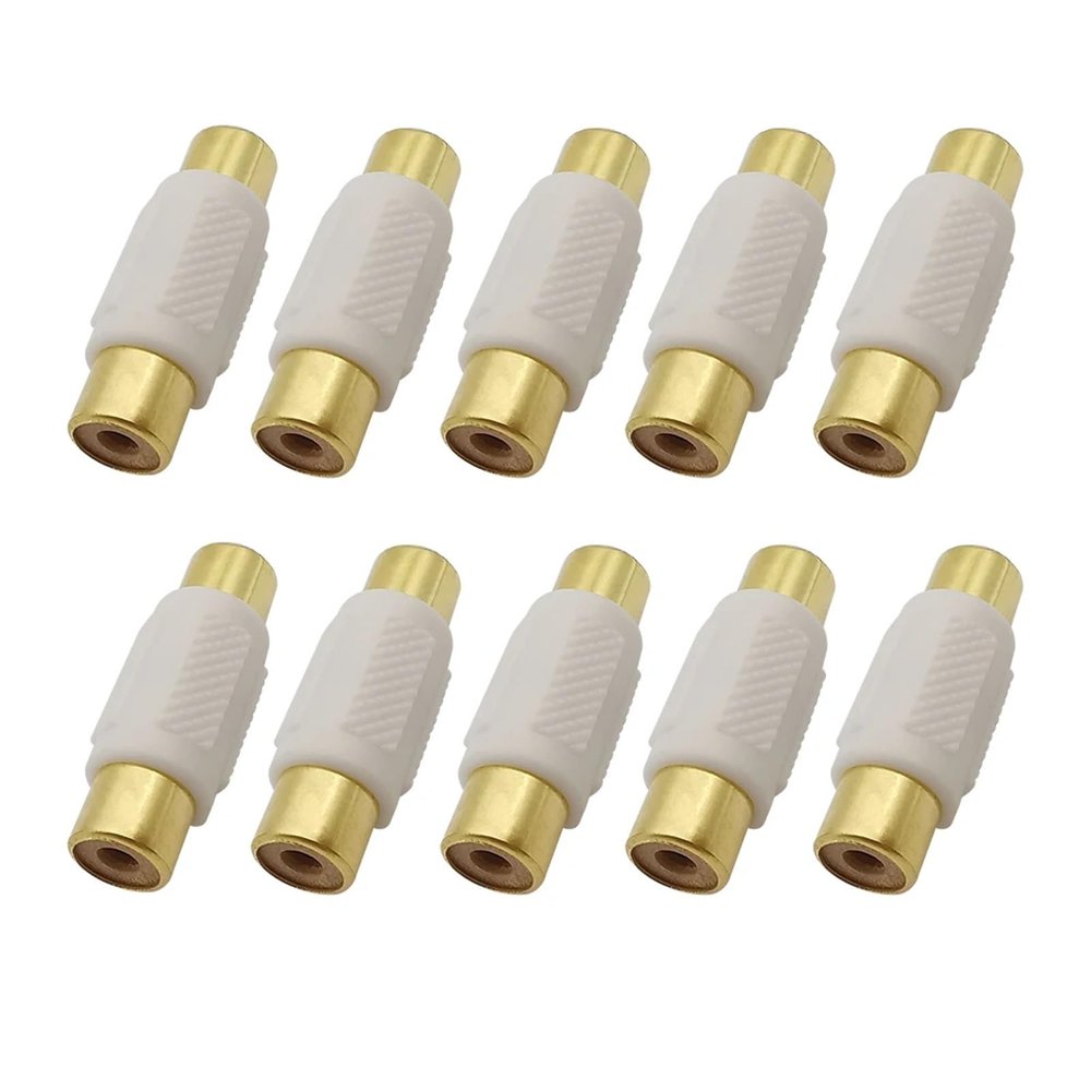 10Pcs/lot Female to Female Socket Straight Connector for Audio Video Plug Cable Extension(White)