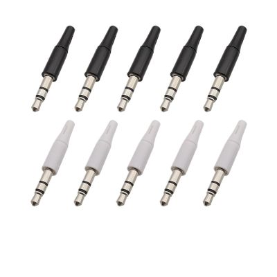 CTGFBUW 10Pcs 3.5mm Audio Plug Pole 4 Male Connector Headphone Adapter(3Pole Silver BKWH)
