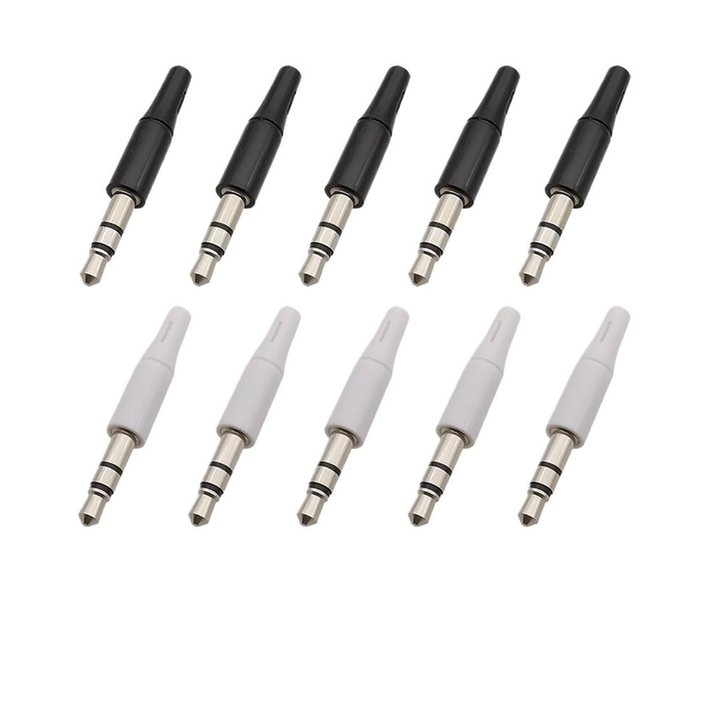 CTGFBUW 10Pcs 3.5mm Audio Plug Pole 4 Male Connector Headphone Adapter(3Pole Silver BKWH)