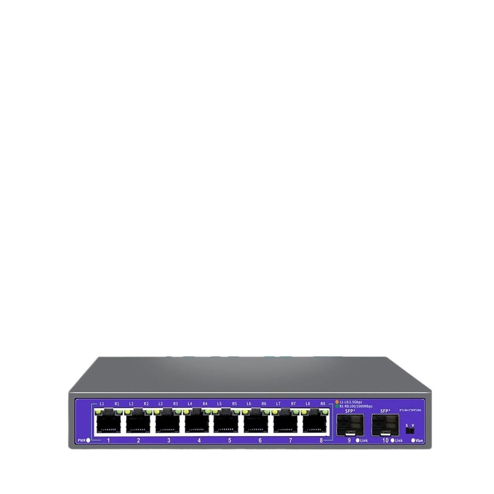 2.5G None-POE Network Switch 5 8 Port Ethernet Switch with 2 * 10G SFP+ for IP Camera/NVR(K0502WS EU Plug)