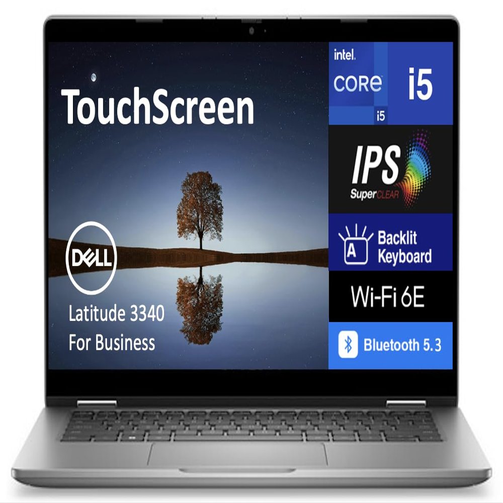 Dell Latitude 3340 Business 2-in-1 Laptop 13.3" Touchscreen IPS FHD Display (Intel i5-1335U, 16GB LPDDR5, 2TB PCIe SSD, Backlit KB, WiFi 6E, Webcam, Bluetooth 5.3, Win 11 Pro)