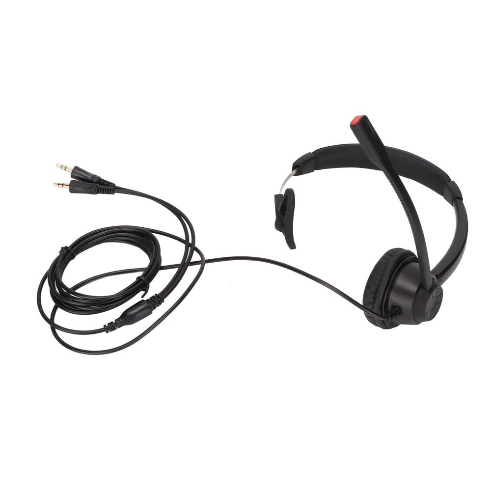 Dam Skerisi Telephone Headset with Noise Cancelling Microphone, Single Ear Communication Headset for PC Computers, Comfortable Monaural Office Headset with Flexible Headband and Long Cable, Bl