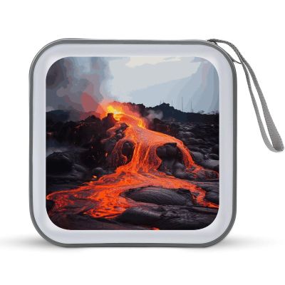 Ouyniei Red Hot Lava from Kilauea Volcano CD Case Binder for Travel Car DVD Storage Case DVD Storage Bag with Handles Cover CD Storage Binder for Blu-ray Movie Music Audio Disks 40 Disc Units