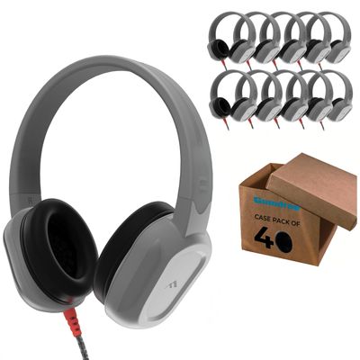 Brenthaven Rugged 2 Wired Headphones w/Mic | USB C (40 Pack) - Long Tangle Free Chew-Proof Cord w in-Line Volume-Reliable Drop Tested and Comfortable for Kids K-12 Students Classroom and School Use