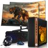 HP Half Dark Gaming PC Desktop Computer  AMD Pro A10-9700,GT 1030 Graphics,8GB RAM,1TB SSD,Dual 27 Inch Curved Monitor,RGB Keyboard with AI Copilot,Mouse,WiFi,RGB Headphone,Windows 11(Renewed) view 1