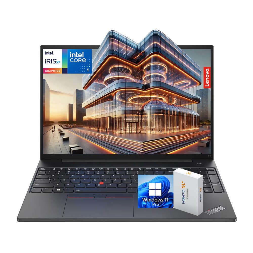 Lenovo ThinkPad E16 Business Laptop, 16" WUXGA IPS Display, Intel 10-Core i5-1335U, 16GB RAM, 1TB SSD, Thunderbolt 4, Fingerprint Reader, FHD Webcam, Wi-Fi 6, Windows 11 Pro, WOWPC USB, w/o Earbuds