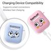 Custom Personalized Name/Text for AirPods 1st/2nd Generation Case - Cute Cartoon Patterns to Choose from, Shock & Drop Resistant Purple Soft Silicone Case with Keychain (Airpods 1&2 Case) view 2