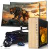 HP Full Light Gaming PC Desktop Computer  AMD Pro A10-9700,RX 550 Graphics,16GB RAM,512GB SSD,Dual 27 Inch Curved Monitor,RGB Keyboard with AI Copilot,Mouse,WiFi,RGB Headphone,Windows 11(Renewed) view 1