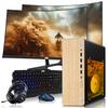 HP Full Light Gaming PC Desktop Computer  AMD Pro A10-9700,GT 1030 Graphics,8GB RAM,256GB SSD,Dual 24 Inch Curved Monitor,RGB Keyboard with AI Copilot,Mouse,WiFi,RGB Headphone,Windows 11(Renewed) view 1