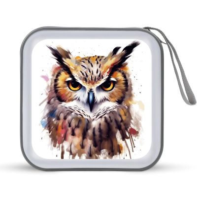 Ouyniei Watercolor Cool Owl Head CD Case Binder for Travel Car DVD Storage Case DVD Storage Bag with Handles Cover CD Storage Binder for Blu-ray Movie Music Audio Disks 40 Disc Units