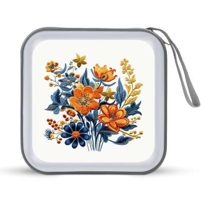 FekiLoot Embroidered Flower Pattern CD Case 40 Capacity DVD Case Holder Portable Zipper CD Cases Holder Large Storage Disc Wallet Bag Hard Plastic DVD Cases for Car Home Travel