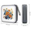 FekiLoot Embroidered Flower Pattern CD Case 40 Capacity DVD Case Holder Portable Zipper CD Cases Holder Large Storage Disc Wallet Bag Hard Plastic DVD Cases for Car Home Travel view 2