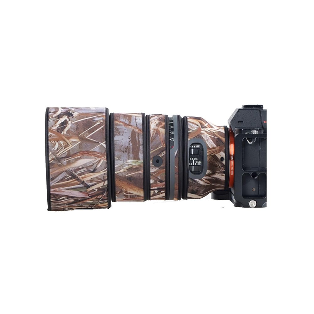 COMEOXO Lens Cover for Sony FE 135mm F/1.8 GM OSS Camouflage Camera Lens Protection Sleeve (Color #Withered Grass Camouflage - Waterproof) Rain Cover